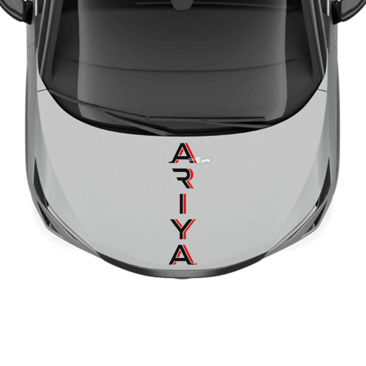 Calcomanía de gráficos de carreras de franjas de dos colores para el capó de Nissan ARIYA
