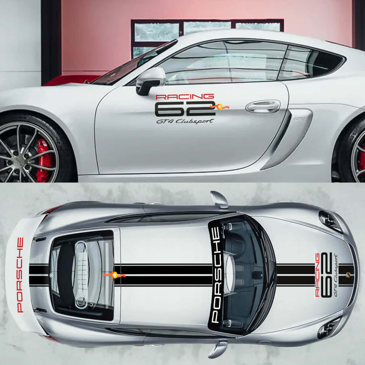 Kit completo adhesivo de vinilo GT4 Clubsport Racing 62 para Porsche 718 Cayman