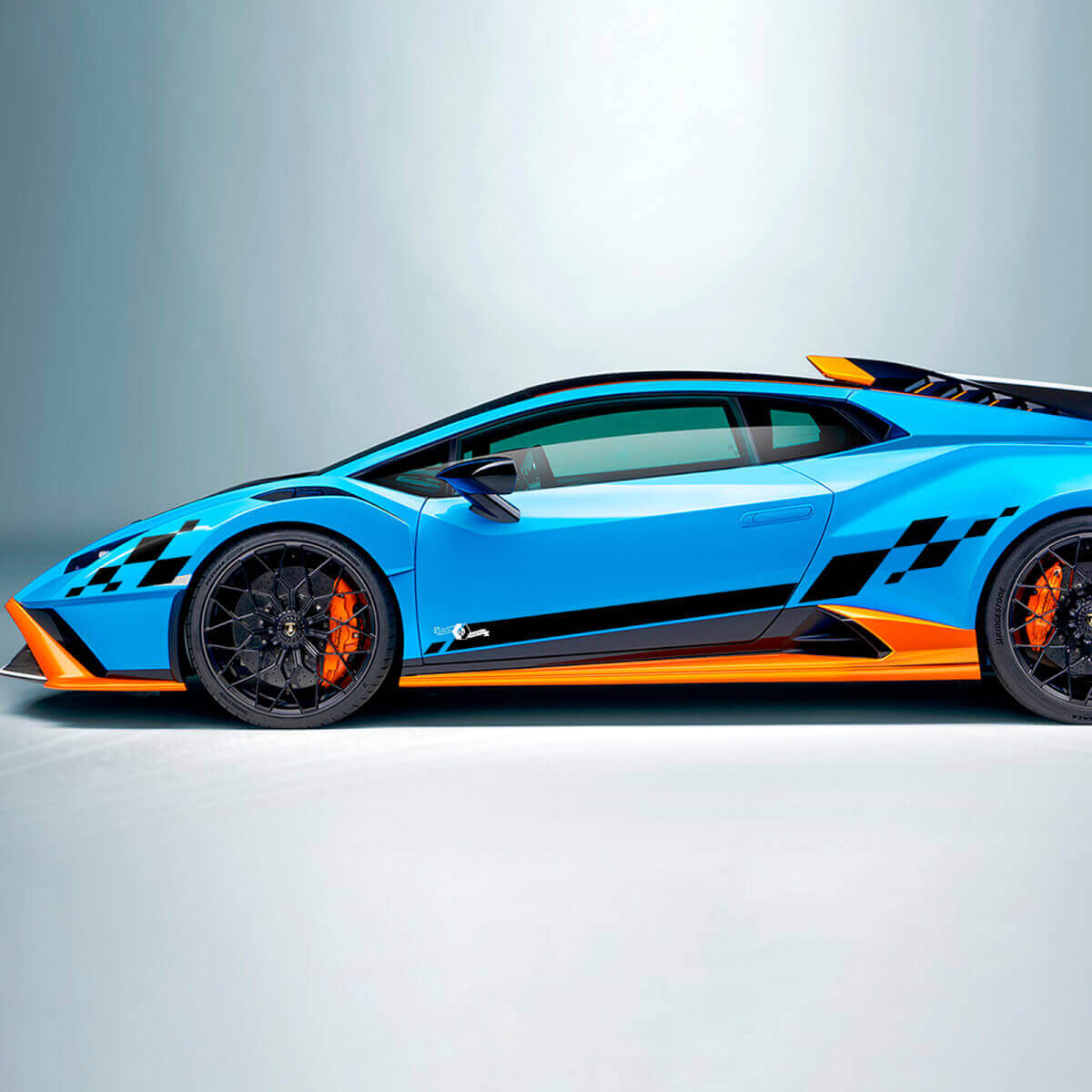 Calcomanía de vinilo con gráfico de bandera de franjas a cuadros para Lamborghini STO