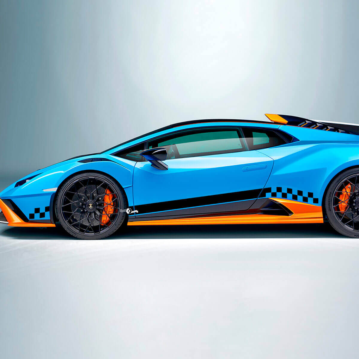 Calcomanía de vinilo lateral de bandera a cuadros para Lamborghini STO
