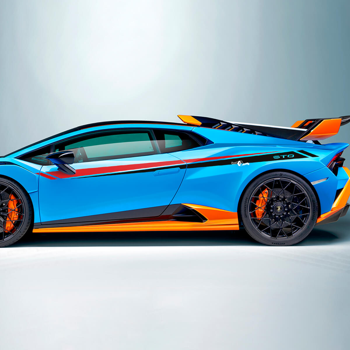 Dos colores Rayas Lateral Vinilo Calcomanía Pegatina Gráficos para Lamborghini STO
