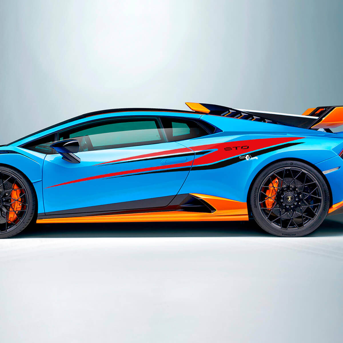 Dos colores Rayas Lateral Vinilo Calcomanía Pegatina Gráficos para Lamborghini STO
