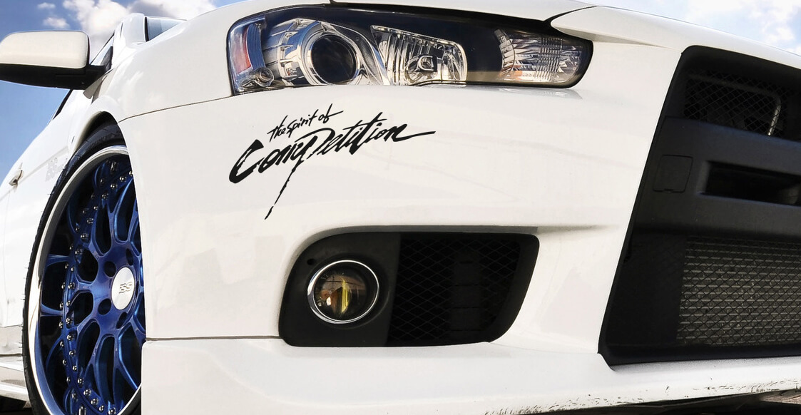 2x el espíritu de competición Racing Sport WD 4x4 coche Mitsubishi Lancer Evo V VI VII VIII IX X vinilo pegatina