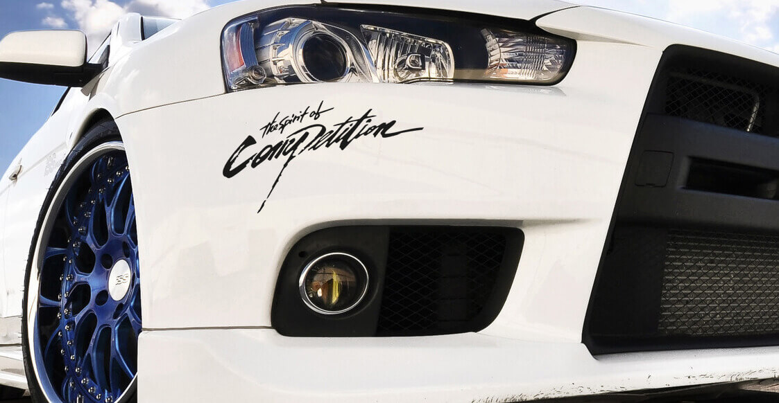 Calcomanías de Vinilo Spirit of Competition para Guardabarros Delantero para Mitsubishi Lancer Evolution Evo V-X