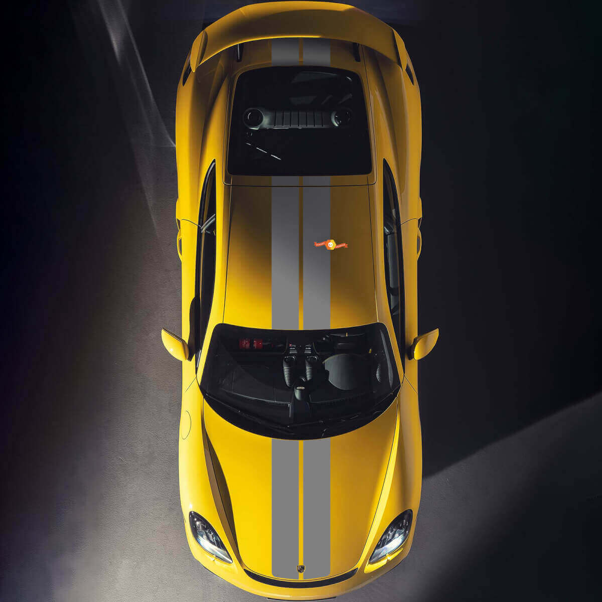 Calcomanía de rayas dobles para capó y techo para Porsche Cayman 718
