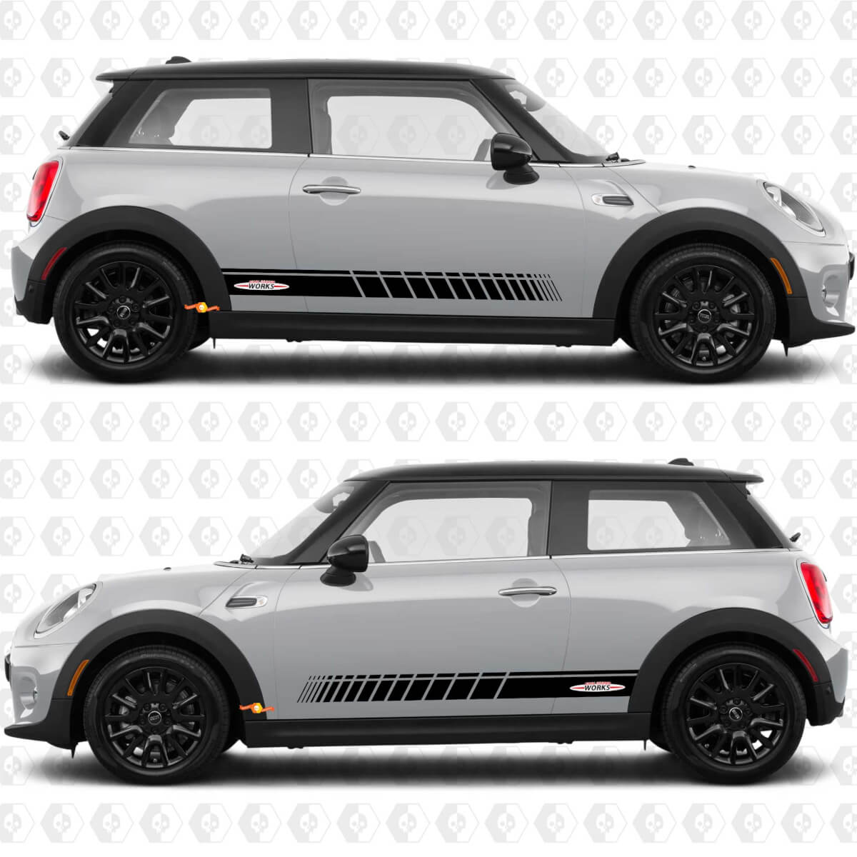 Calcomanía gráfica de rayas laterales John Cooper Works para Mini Cooper S
