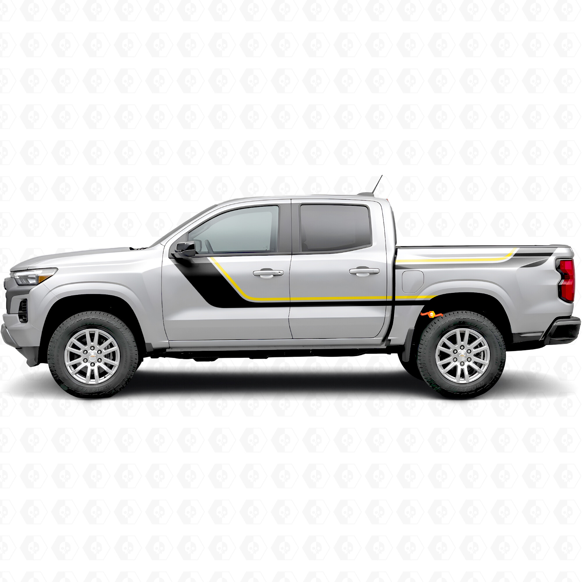 Vinilos decorativos superiores y laterales en franjas para puertas y caja para Chevrolet Colorado 3.ª generación 2023-2026