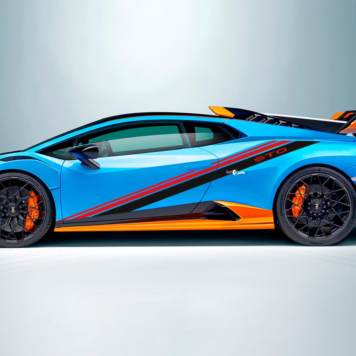 Rayas inclinadas de carreras Calcomanía lateral de vinilo para Lamborghini STO
