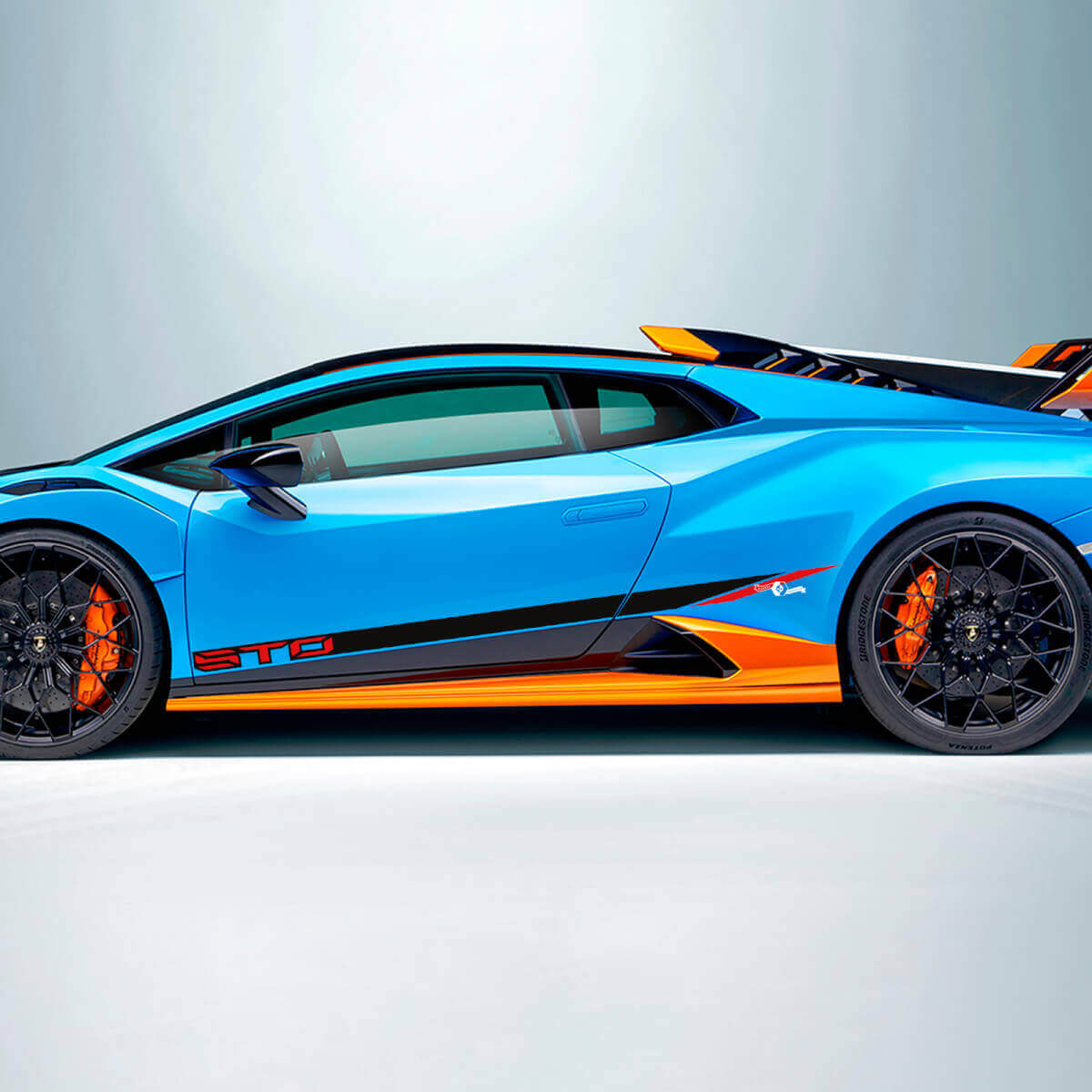Gráficos de calcomanías de vinilo laterales de franjas inclinadas de carreras para Lamborghini STO