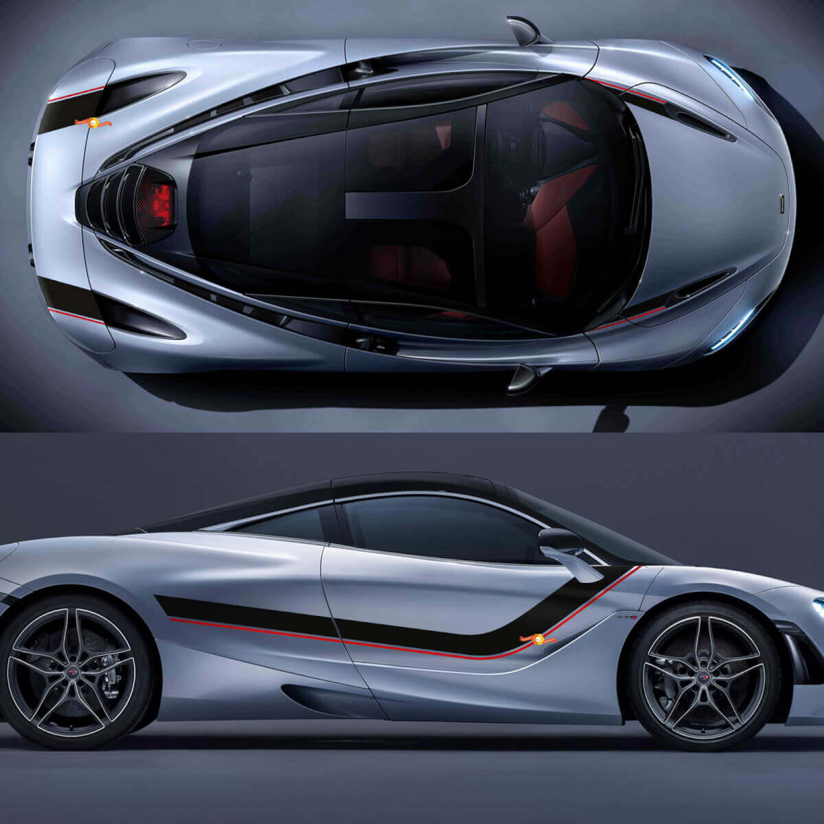 Mcclaren 720 570 765 Franja de capó de cuerpo completo Gráficos Vinilo Calcomanía Pegatina
