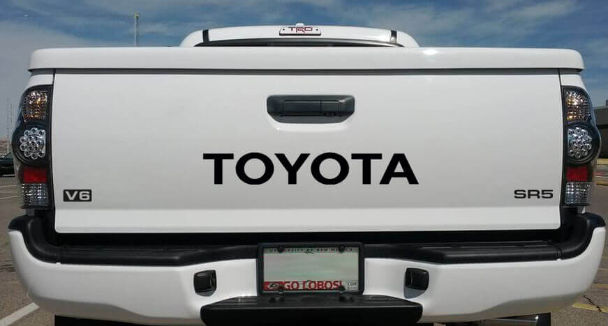 Calcomanía de vinilo con letras Toyota V6 SR5 para portón trasero de Toyota Tundra
