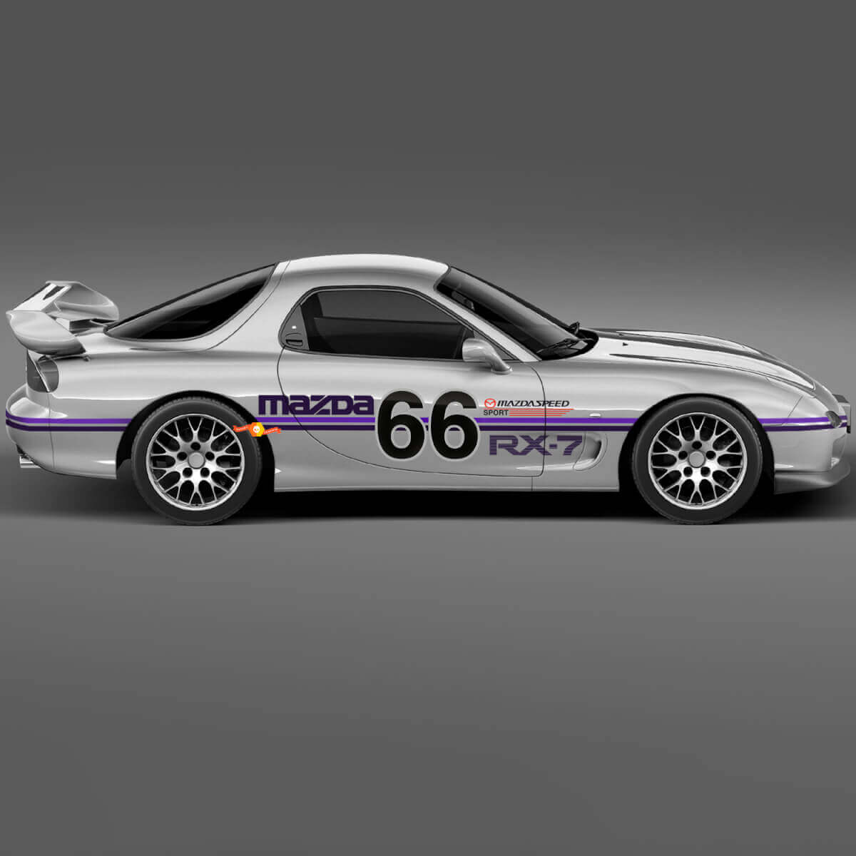 Kit completo de rayas laterales para capó 66 - Calcomanía adhesiva de vinilo personalizada para Mazda RX-7 Sport
