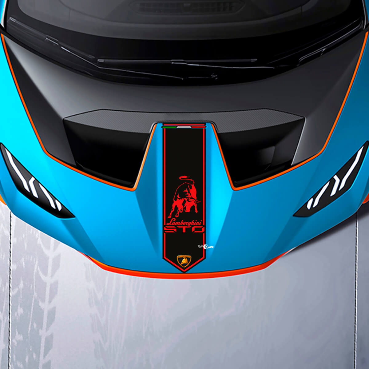 Franja central del capó Vinilo Calcomanía Pegatina Racing para Lamborghini STO
