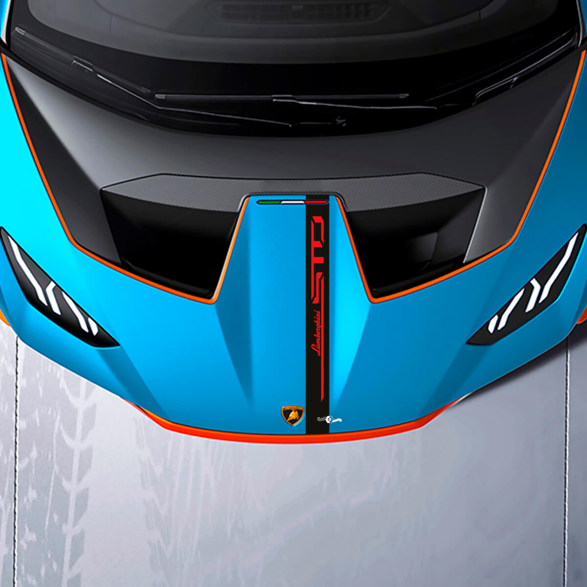 Franja de capó Vinilo Calcomanía Pegatina de Carreras para Lamborghini STO
