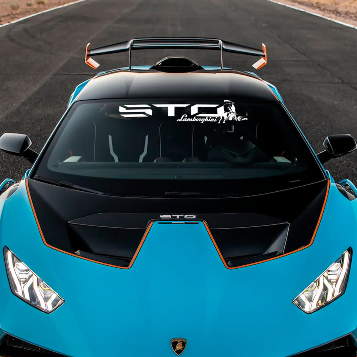 Franja central del capó Logotipo STO Calcomanía de vinilo de carreras Gráficos para Lamborghini STO
