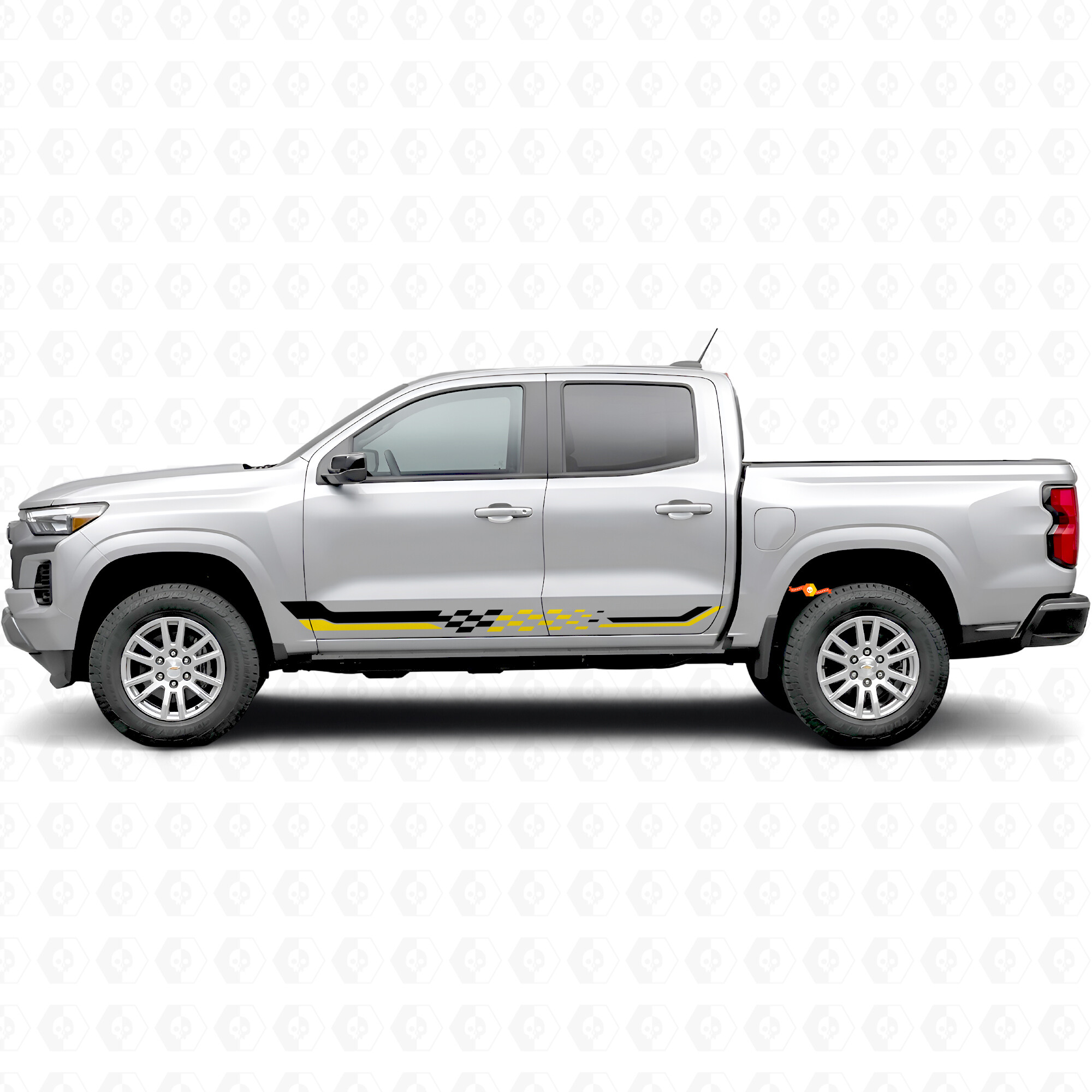 Tiras de Vinilo de Cuadros de Carreras para Puertas y Paneles Laterales para Chevrolet Colorado 3.ª Generación 2023-2026