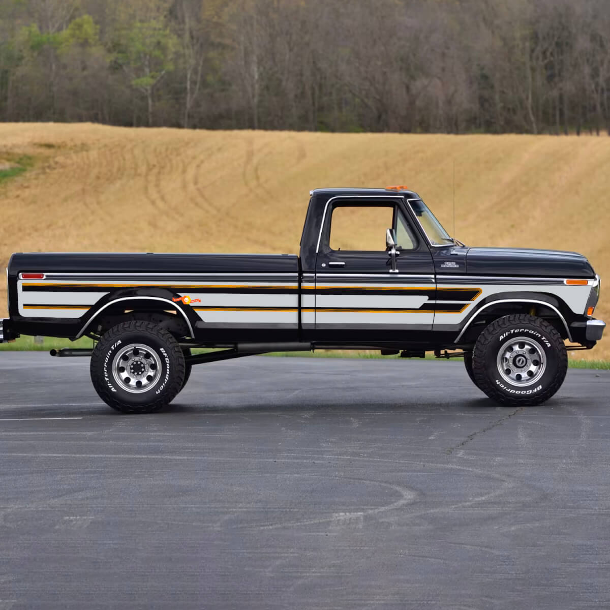 Calcomanía de vinilo retro vintage lateral que se ajusta a Ford F-150 Ranger Lariat de 1978
