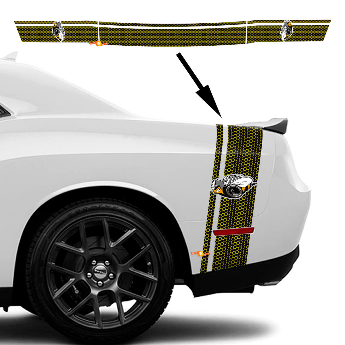 RUMBLE BEE Calcomanía de Rayas Traseras Honeycomb Tail Bed Bumblebee para Dodge Challenger