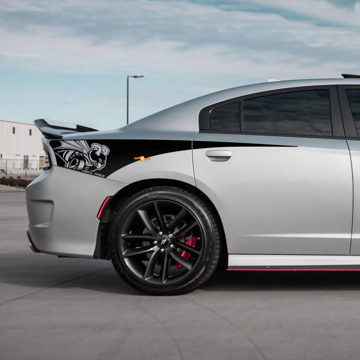 Calcomanía de vinilo de la franja lateral del cuarto trasero del paquete Demon Scat para Dodge Charger
