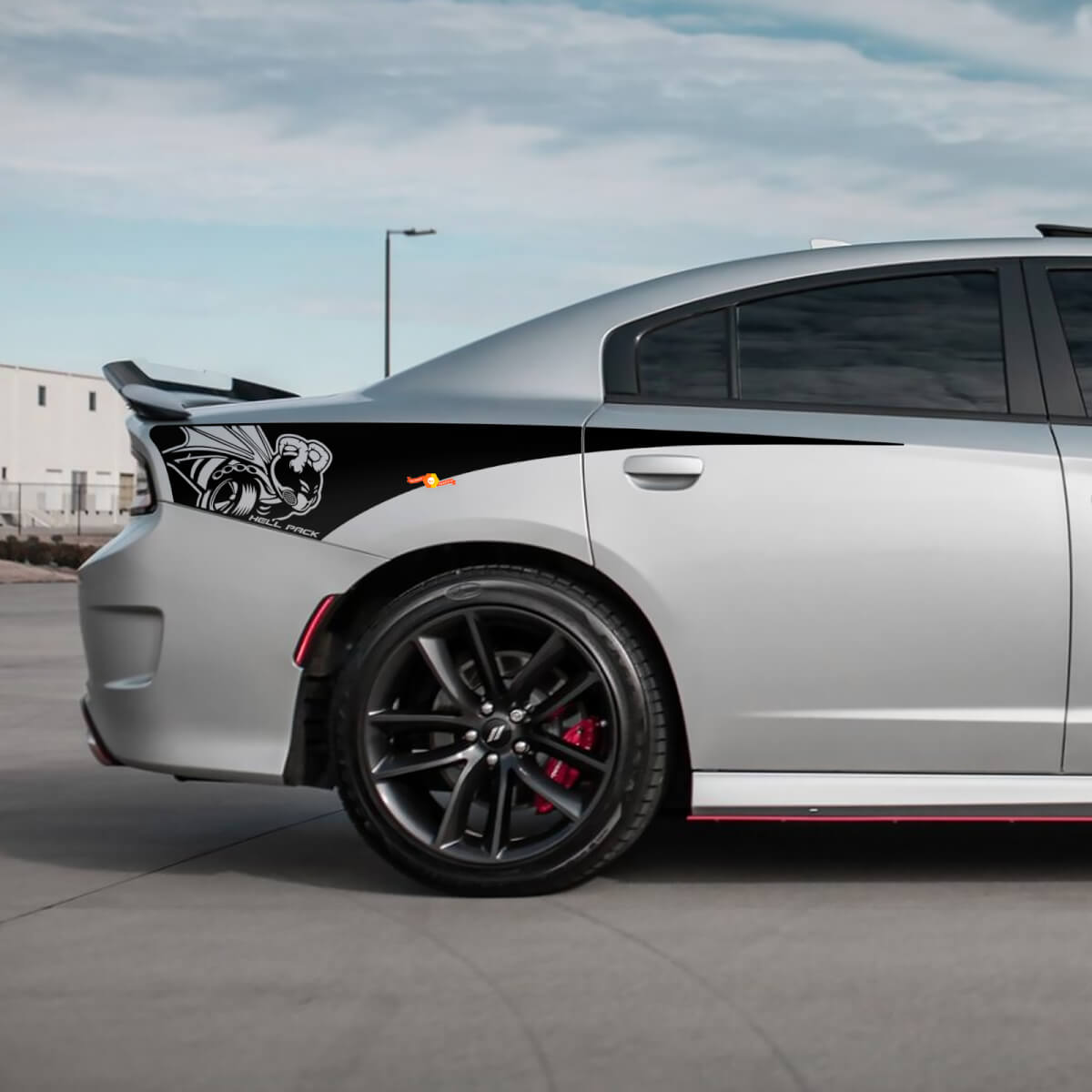 Calcomanía de vinilo de la franja lateral del cuarto trasero del paquete Demon Scat para Dodge Charger