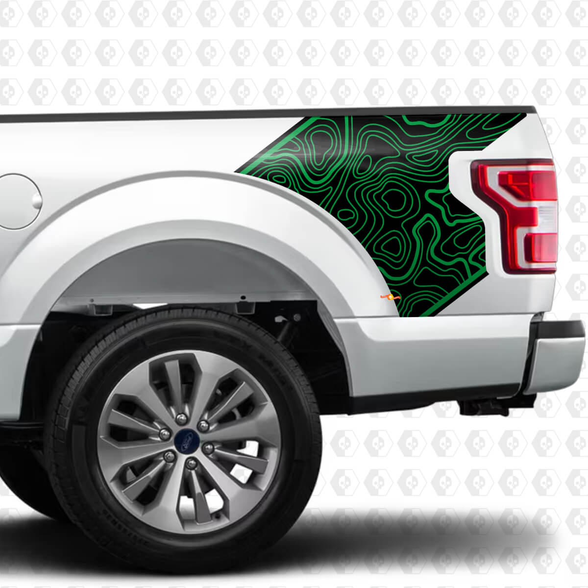Pegatina de gráficos de mapa topográfico para el lateral de la cama para Ford F150 Raptor