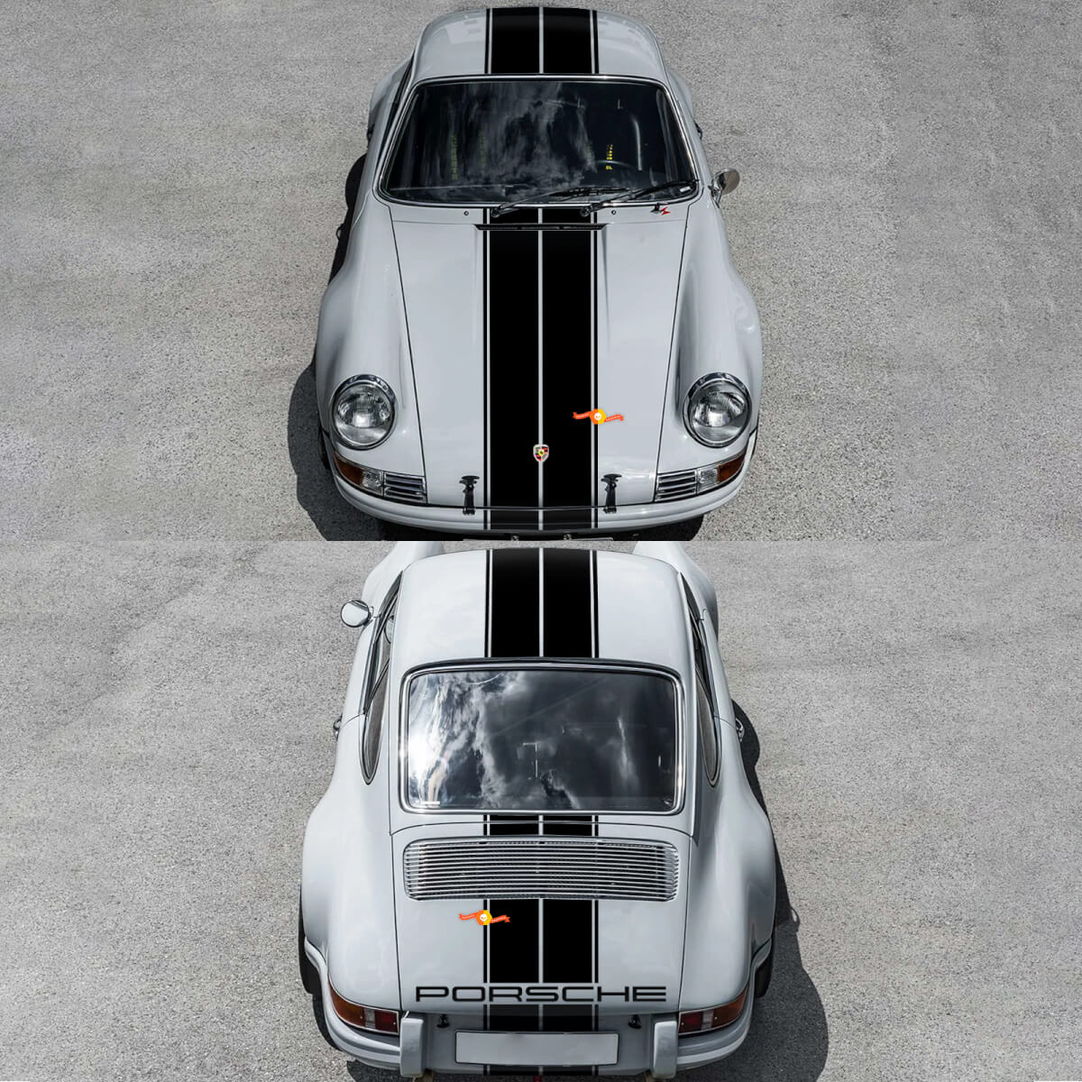 Capó Techo Trasero Porsche Rayas Dobles Calcomanía Pegatina para Porsche 911 ST 1970