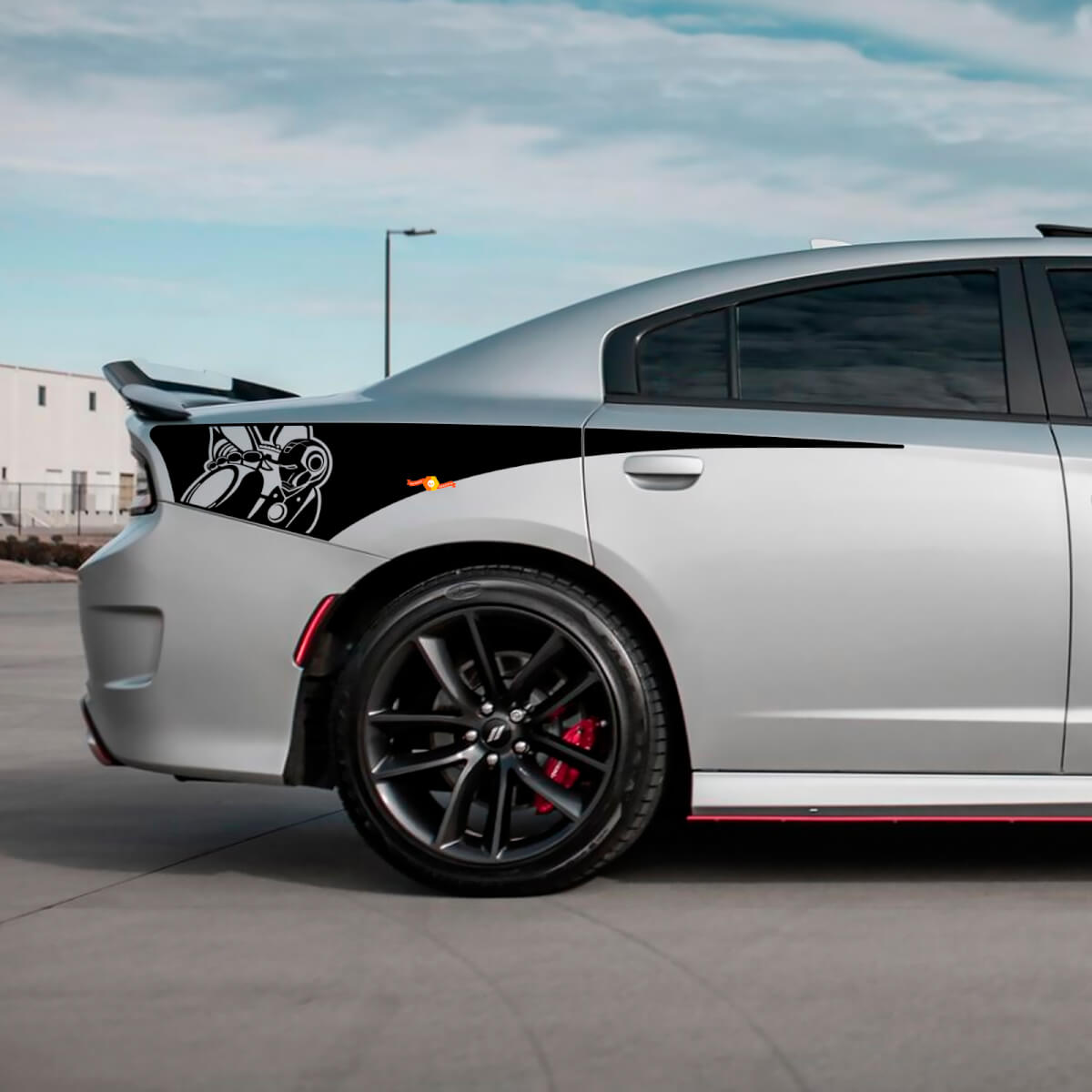 Calcomanía de vinilo de franja lateral trasera de Scat Pack de hierro para Dodge Charger