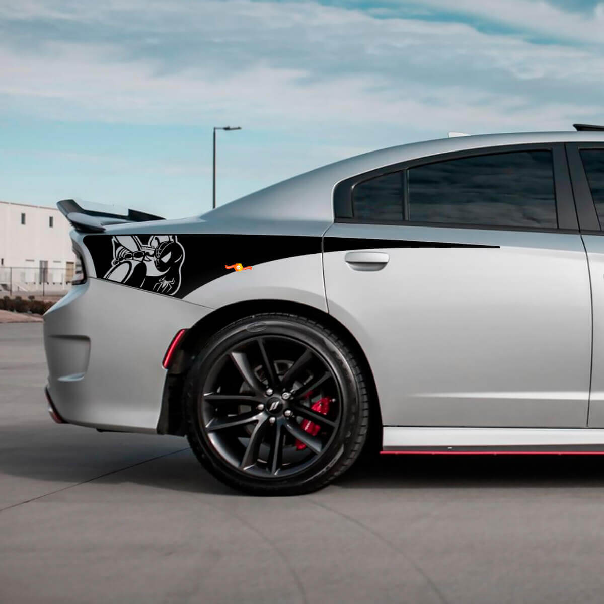 Calcomanía de vinilo de franja lateral trasera de Scat Pack de hierro para Dodge Charger
