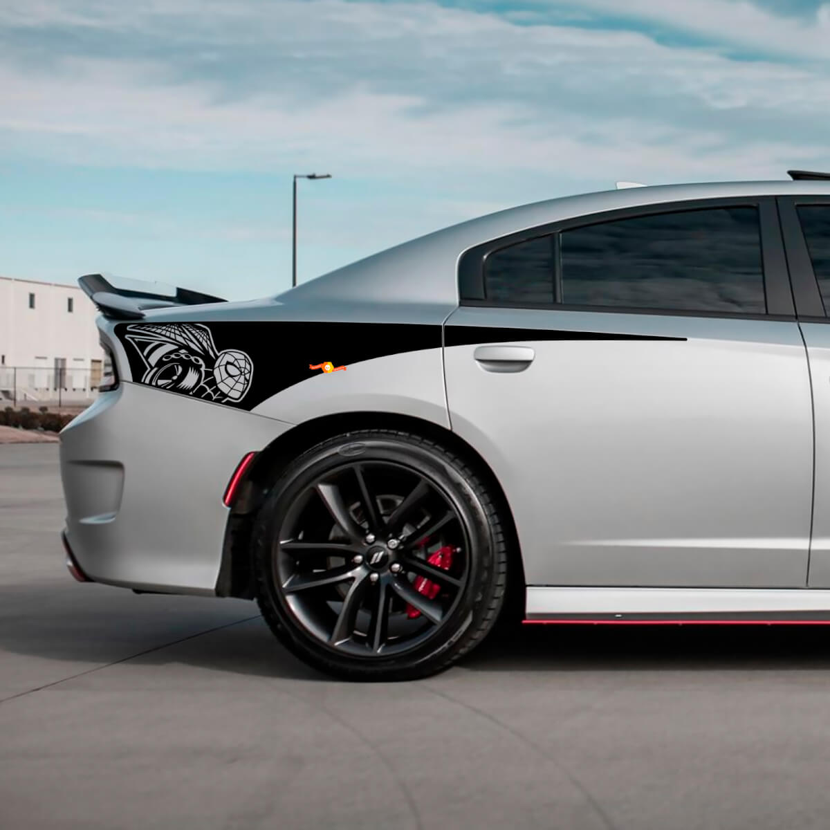 Calcomanía de vinilo de franja lateral trasera del Scat Pack de Spider para Dodge Charger