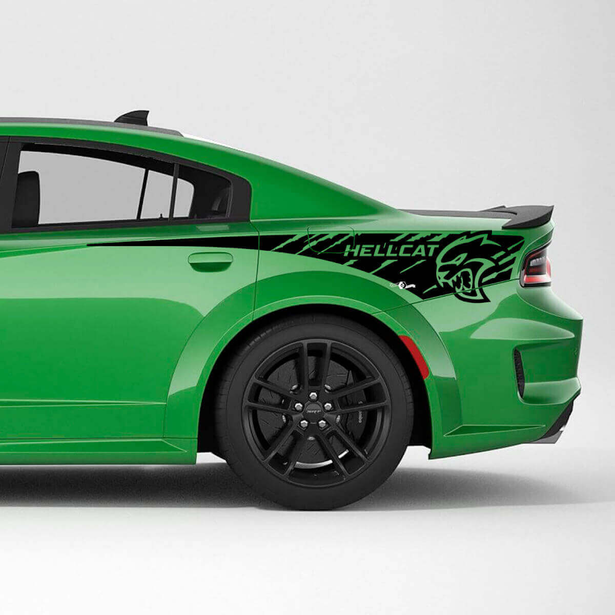 Calcomanía de vinilo con rayas laterales traseras desgastadas y arañadas Hellcat para Dodge Charger