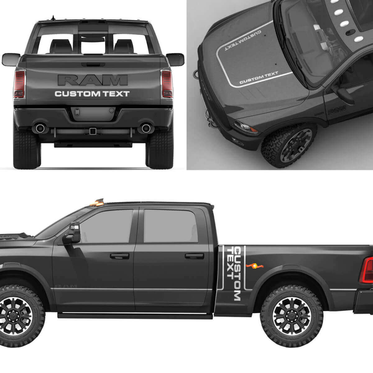 Kit Completo de Letras Personalizadas en Vinilo para Dodge Ram Power Wagon