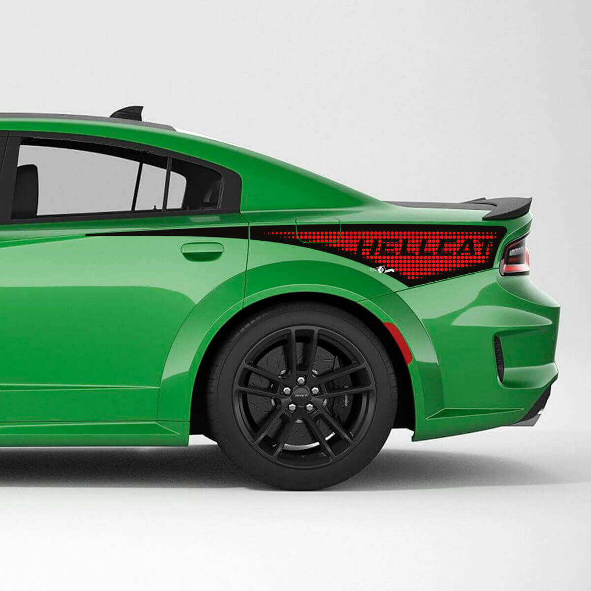 Calcomanía de vinilo con puntos perforados Hellcat para el lateral trasero del cuarto trasero para Dodge Charger