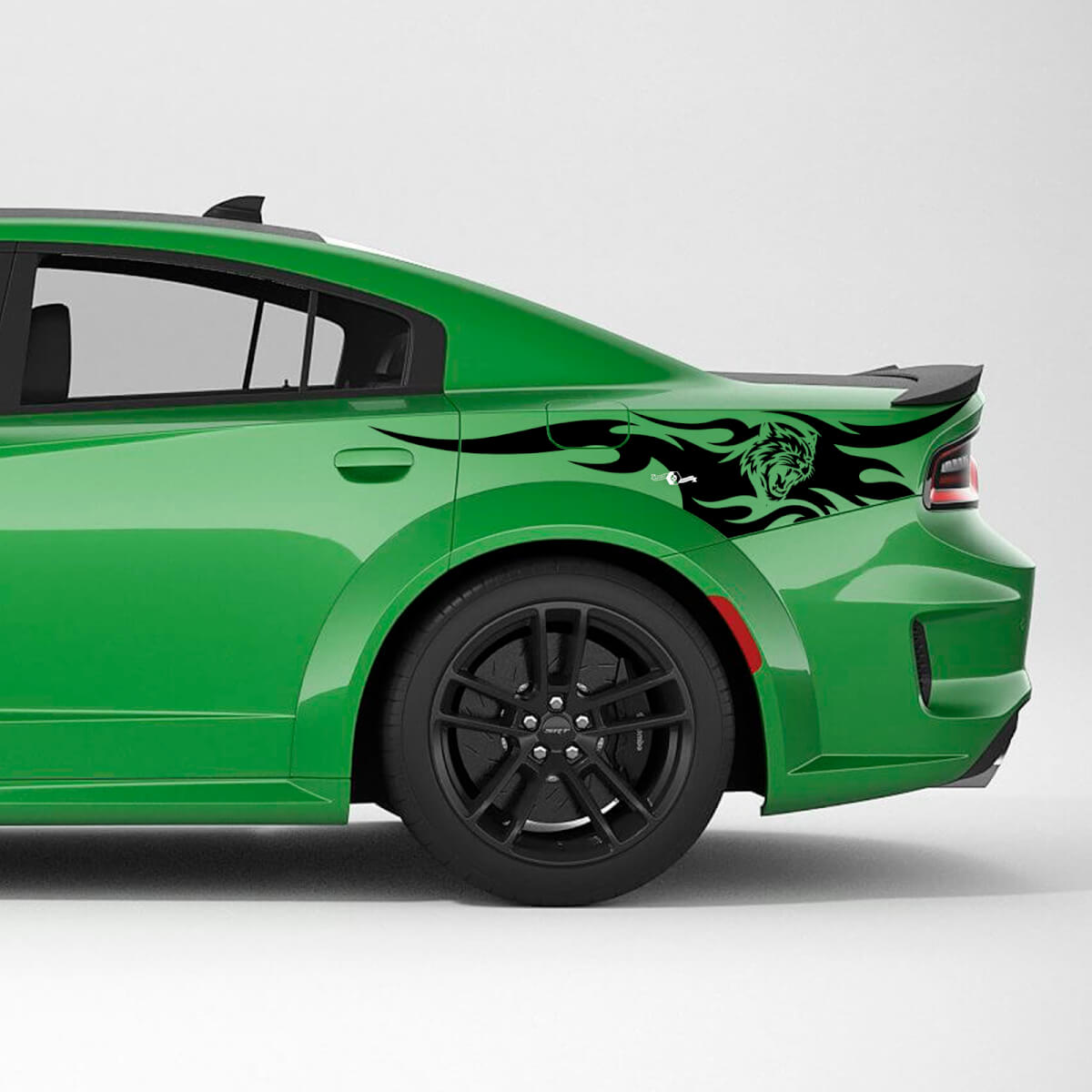 Kit de adhesivos de vinilo de franjas laterales traseras Wildcat Flames para Dodge Charger