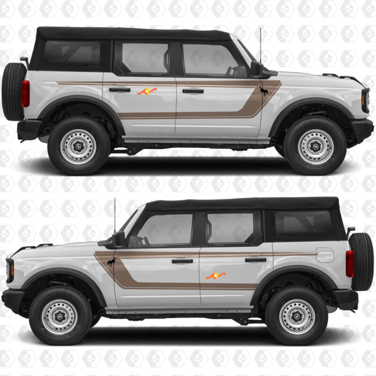 Side Doors Retro Stripes Decals for Ford Bronco | Vintage Graphics Stickers