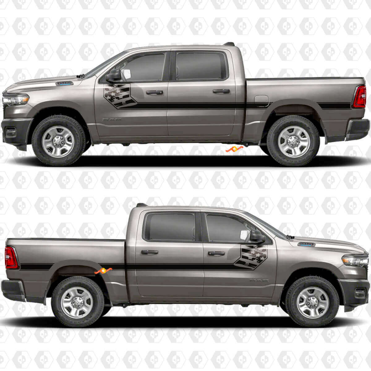 Kit de Calcomanías de Vinilo con Franjas Laterales de la Bandera de EE. UU. para Dodge RAM 1500