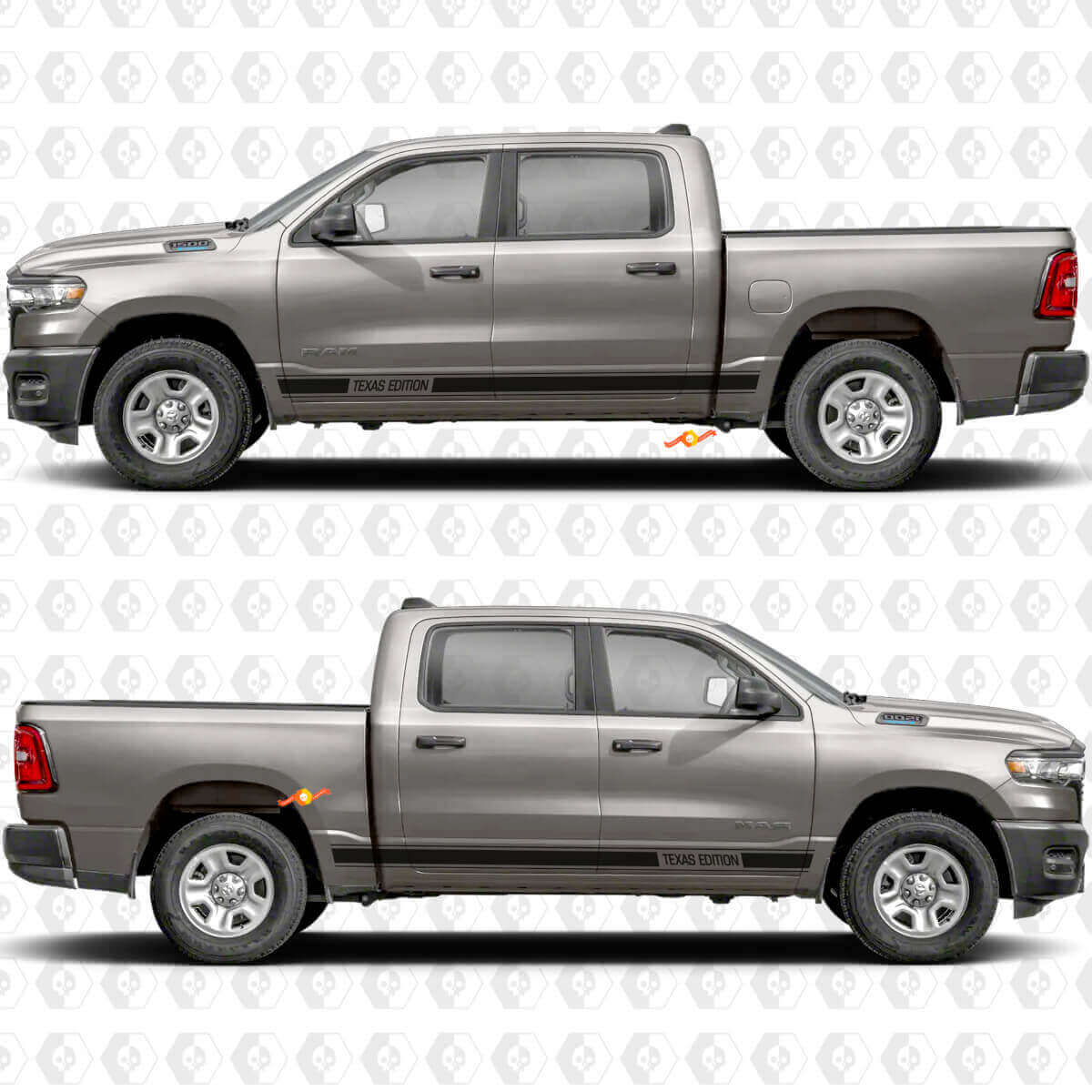 Texto Personalizado Rendimiento Paneles Laterales Puertas Rayas Pegatinas Calcomanías Gráficos 3 para Dodge RAM 1500