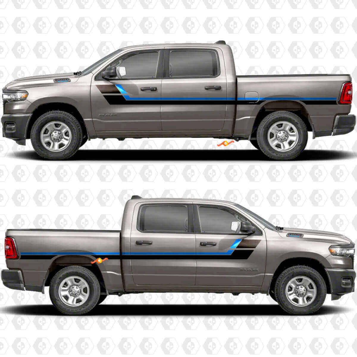 Retro Stripes Side Doors Bedside Stickers Decals Graphics for Dodge RAM 1500