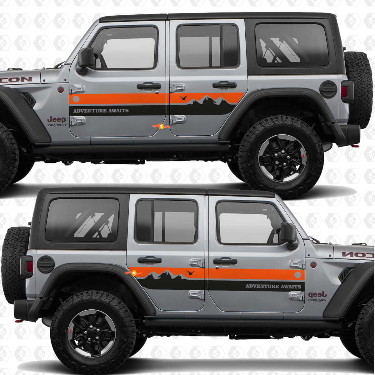 Kit de calcomanías de vinilo con franjas laterales estilo montaña para Jeep Wrangler