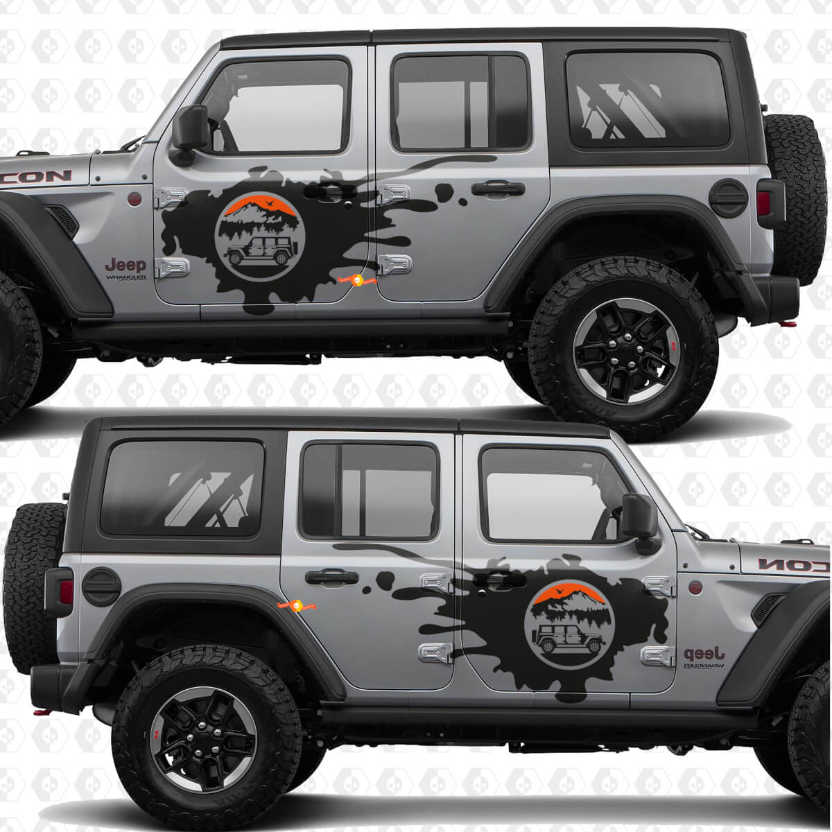 Mountains Nature Overland Side Doors Stripes Vinyl decal sticker fit Jeep Wrangler