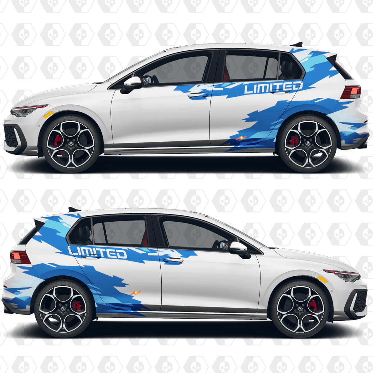 Calcomanías de vinilo deportivas estilo wrap con texto personalizado para Volkswagen Golf Gti
