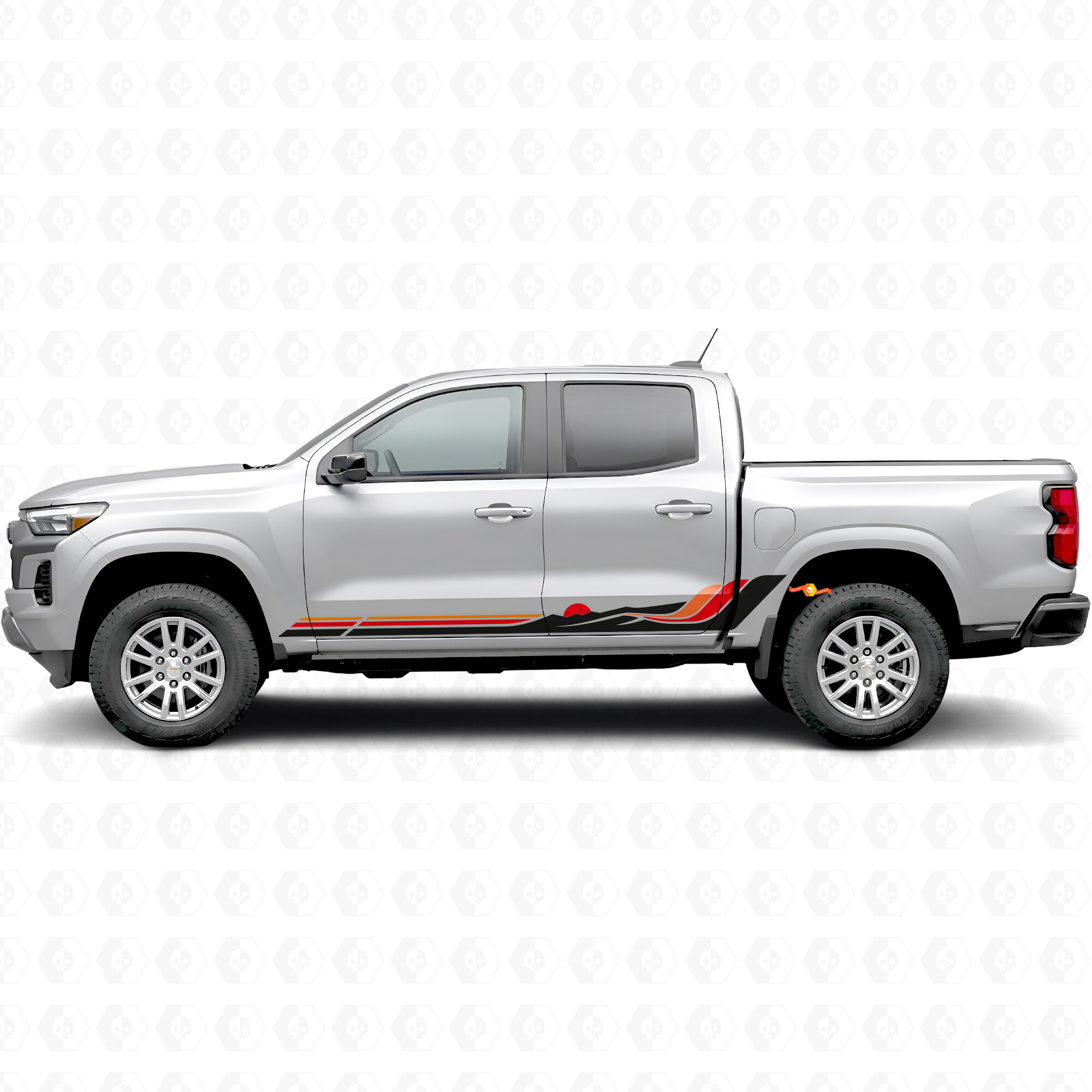 Tiras de vinilo retro de onda montañosa para puerta y panel de estribo para Chevrolet Colorado 3ª generación 2023-2026