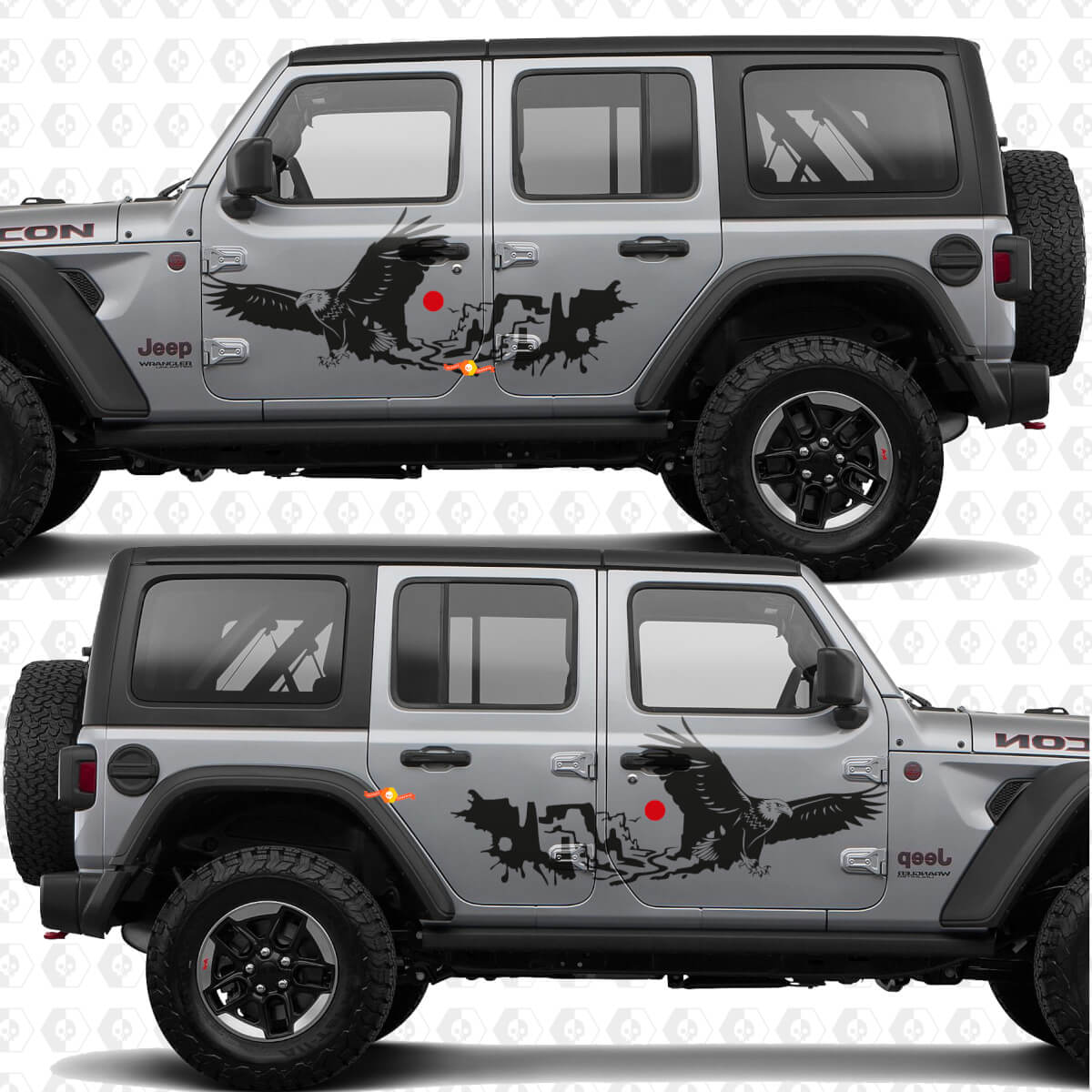 Bald Eagle Desert Canyon Side Doors Stripes Vinyl decal sticker fit Jeep Wrangler