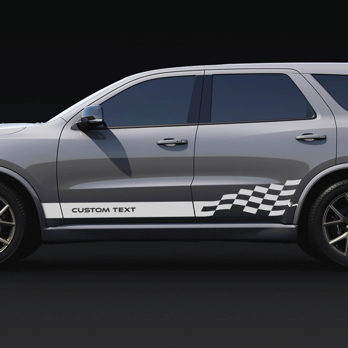 Calcomanías de vinilo con texto personalizado y franjas a cuadros laterales para Dodge Durango