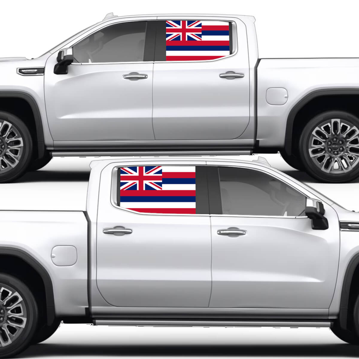 Calcomanía de vinilo para ventana lateral con bandera hawaiana para GMC Sierra 2023
