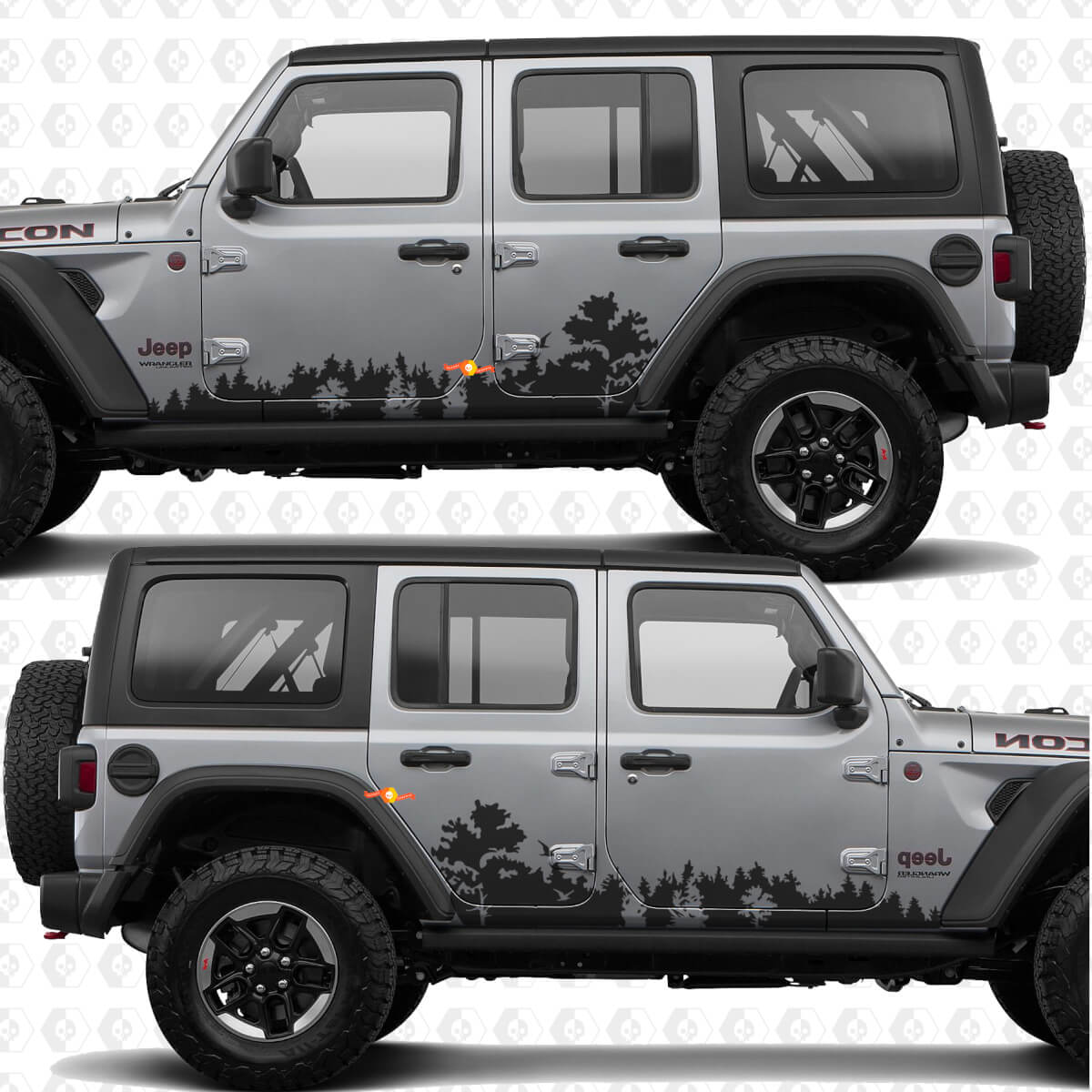 Adhesivo vinilo de puerta lateral con paisaje natural de bosque compatible con Jeep Wrangler