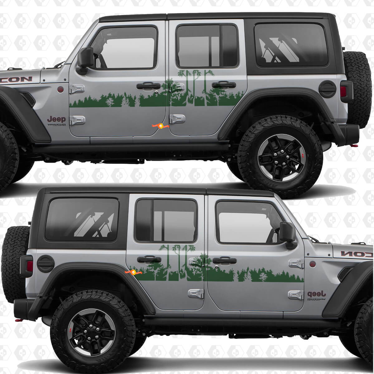 Adhesivo vinilo para puertas laterales Forest compatible con Jeep Wrangler