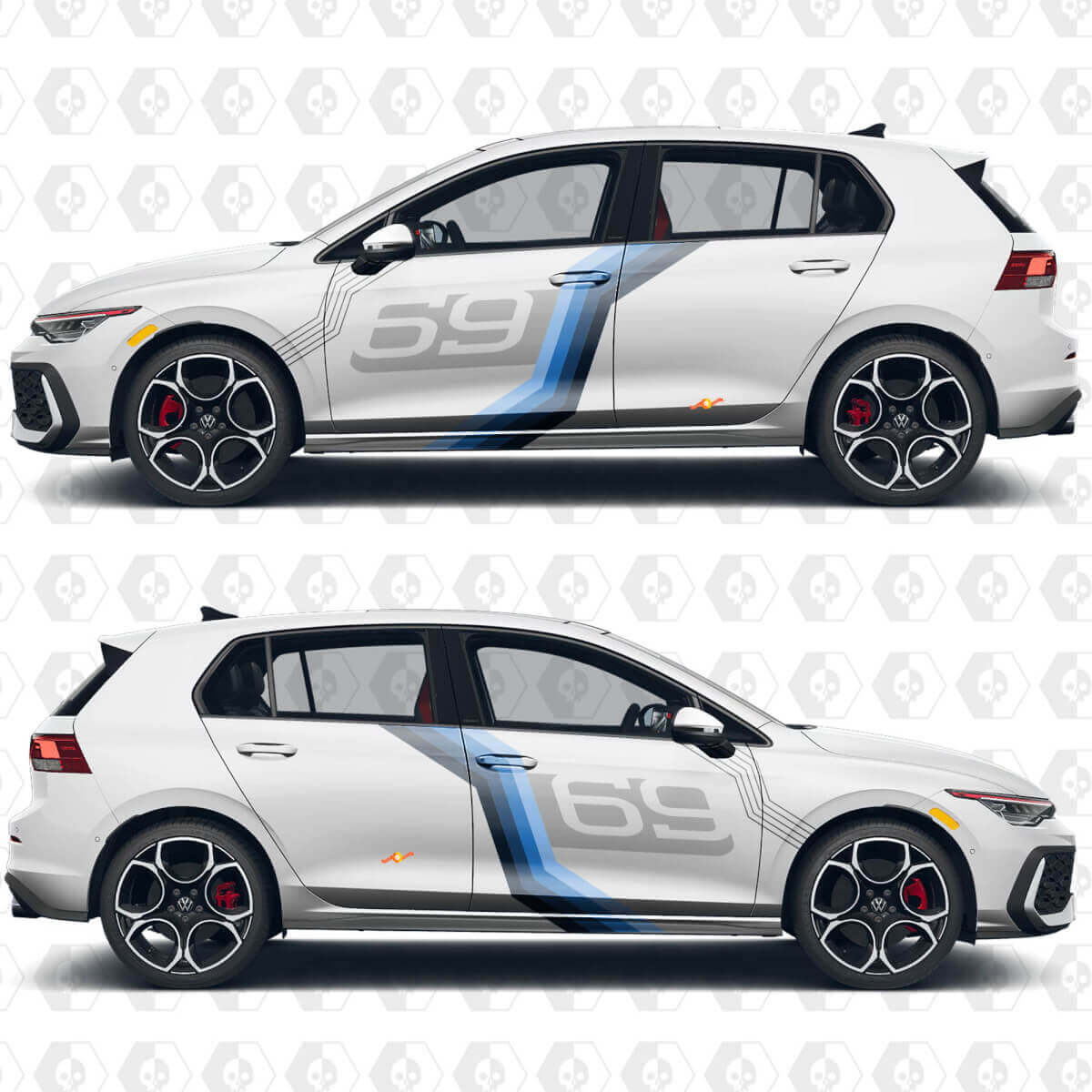 Calcomanías de vinilo deportivo personalizadas con número para Volkswagen Golf Gti