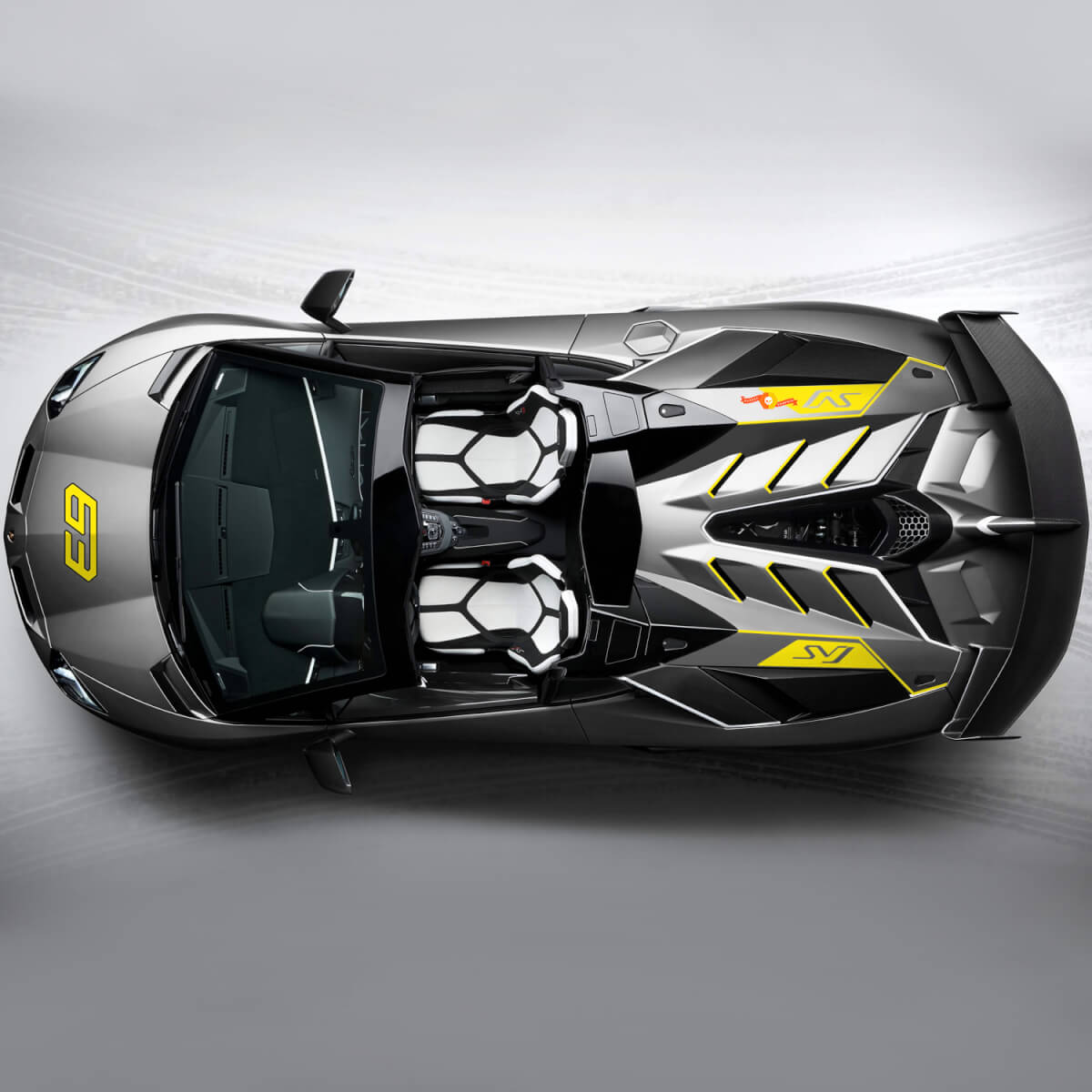 Gráficos Adhesivos Calcomanía Capó Lateral 63 SVJ Lamborghini Aventador SVJ