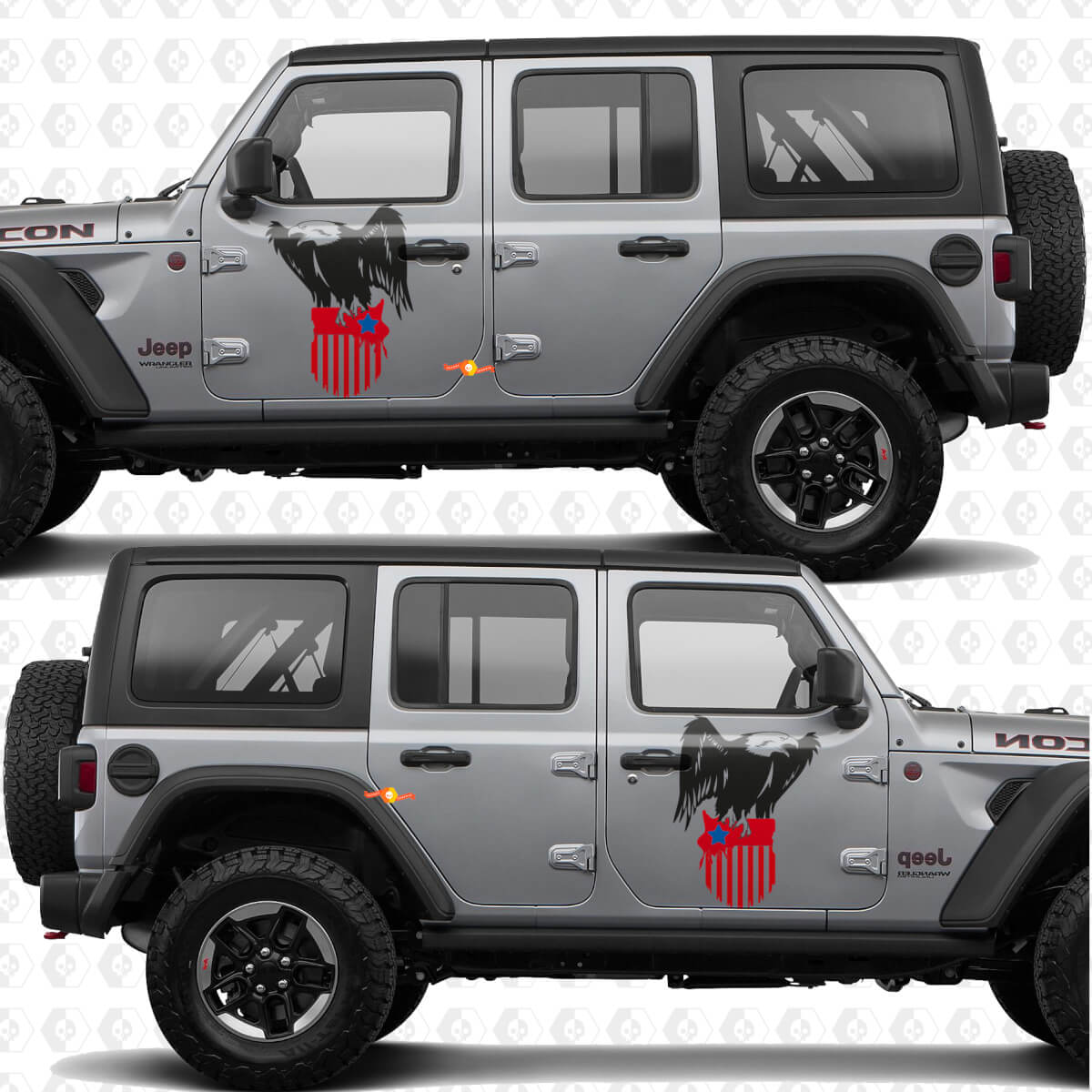 Calcomanía de vinilo para puertas laterales con bandera de EE. UU. Águila Calva, compatible con Jeep Wrangler