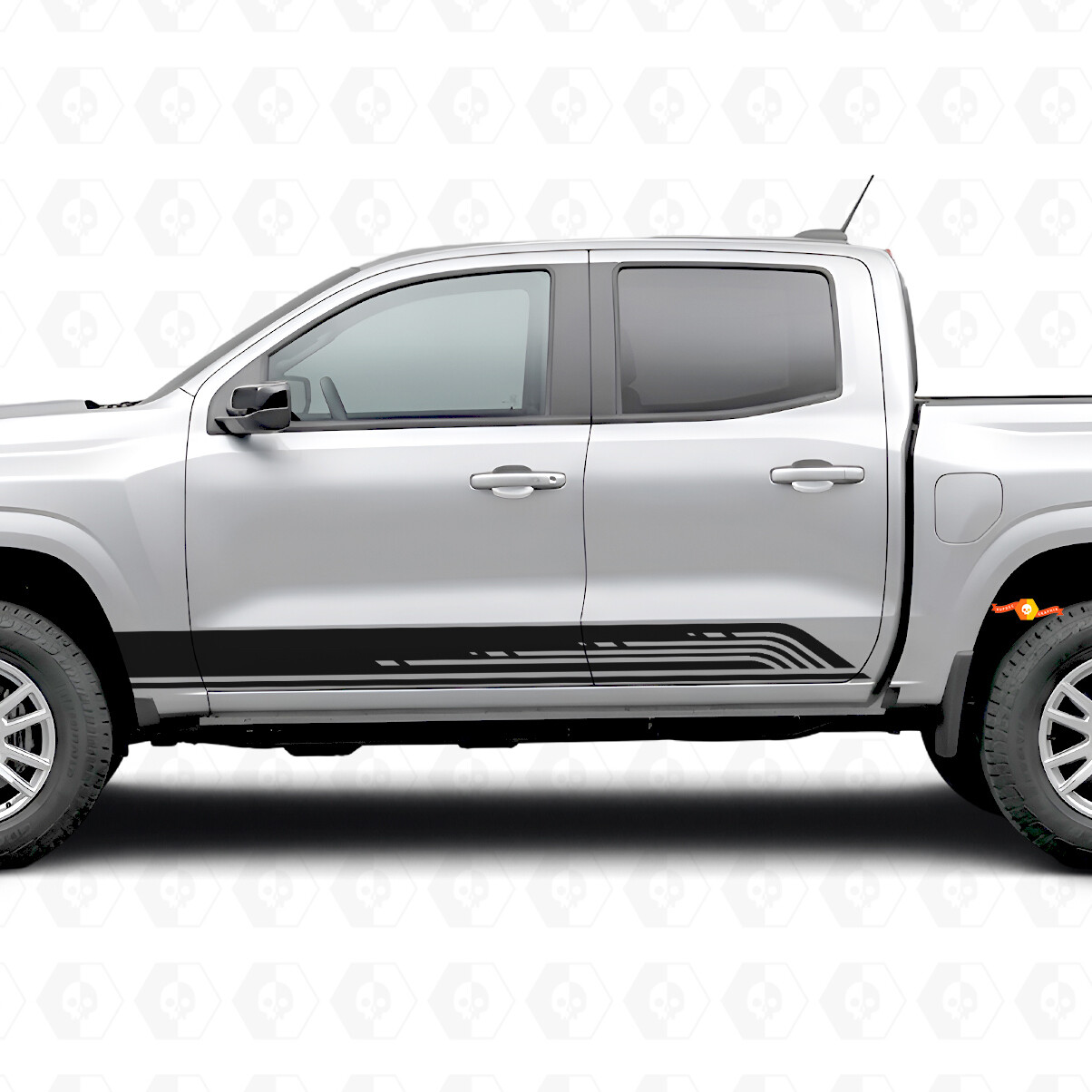 Rayas de vinilo paralelas en contorno para la puerta y el panel de estribo para Chevrolet Colorado 3ª generación 2023-2026